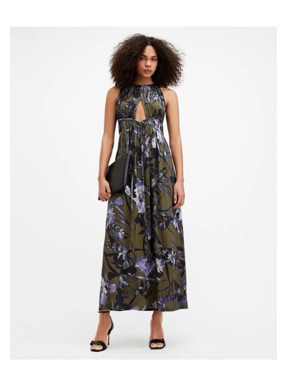 NWT AllSaints Kaya Batu Maxi Dress - Deep Khaki Green - Size US 2 / UK 6
